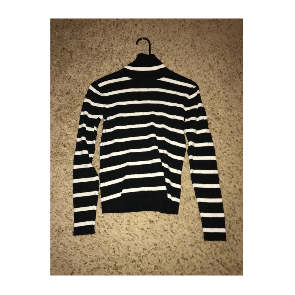 Vintage Black & White Striped Turtleneck